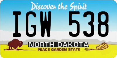 ND license plate IGW538