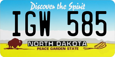 ND license plate IGW585