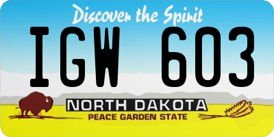 ND license plate IGW603