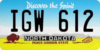 ND license plate IGW612