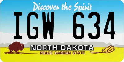 ND license plate IGW634