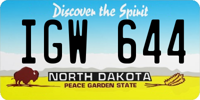 ND license plate IGW644