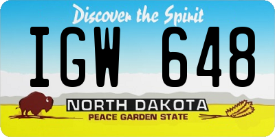 ND license plate IGW648