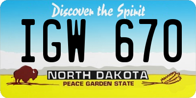 ND license plate IGW670