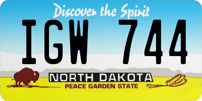 ND license plate IGW744