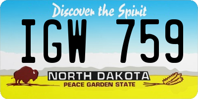 ND license plate IGW759