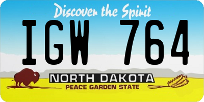 ND license plate IGW764
