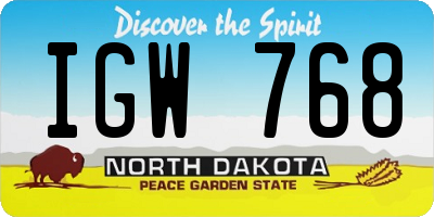 ND license plate IGW768