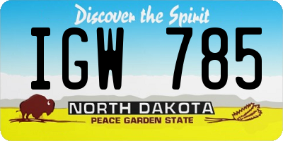 ND license plate IGW785