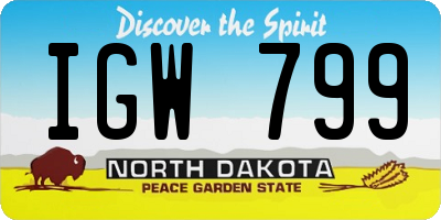 ND license plate IGW799