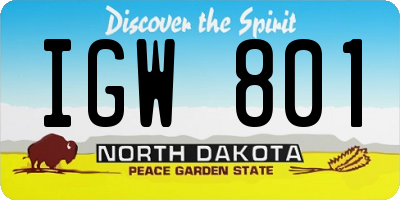 ND license plate IGW801