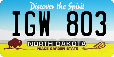 ND license plate IGW803