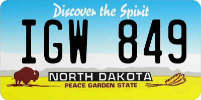 ND license plate IGW849