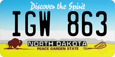 ND license plate IGW863
