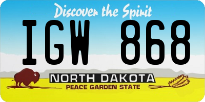 ND license plate IGW868