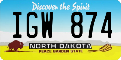 ND license plate IGW874
