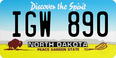 ND license plate IGW890