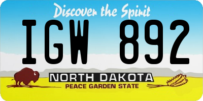 ND license plate IGW892