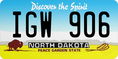 ND license plate IGW906
