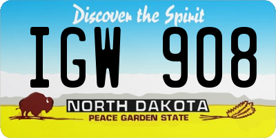ND license plate IGW908