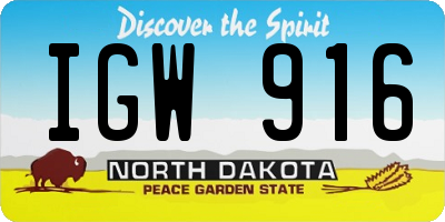 ND license plate IGW916