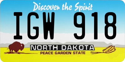 ND license plate IGW918