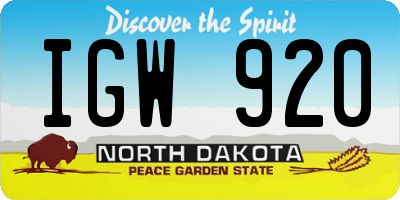 ND license plate IGW920