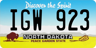 ND license plate IGW923