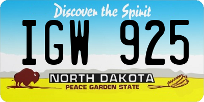 ND license plate IGW925