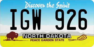 ND license plate IGW926
