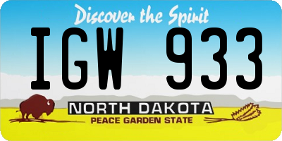 ND license plate IGW933