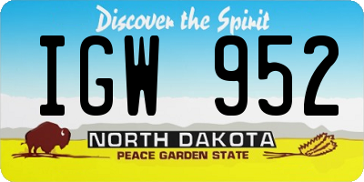ND license plate IGW952