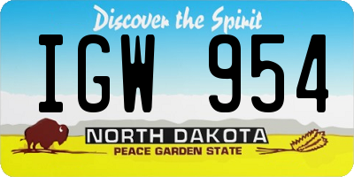 ND license plate IGW954