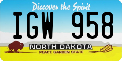 ND license plate IGW958