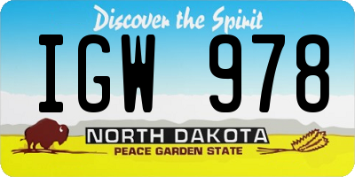 ND license plate IGW978