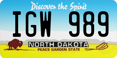 ND license plate IGW989