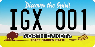 ND license plate IGX001