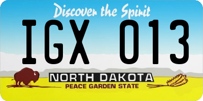 ND license plate IGX013
