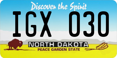 ND license plate IGX030