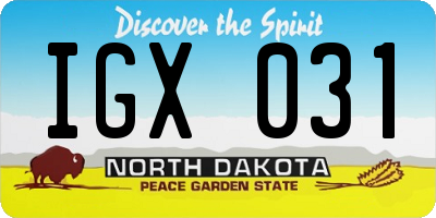 ND license plate IGX031
