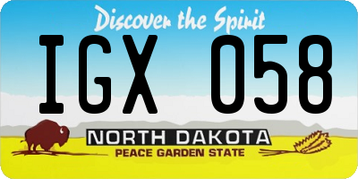 ND license plate IGX058