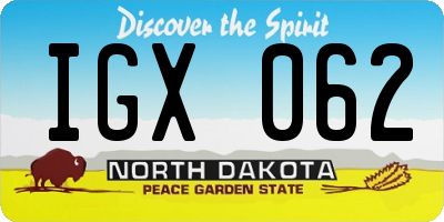 ND license plate IGX062