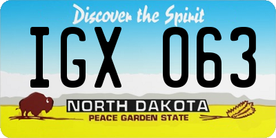 ND license plate IGX063