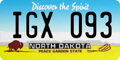 ND license plate IGX093