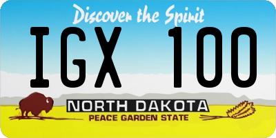 ND license plate IGX100