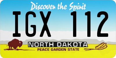 ND license plate IGX112