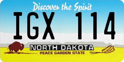 ND license plate IGX114