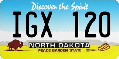 ND license plate IGX120