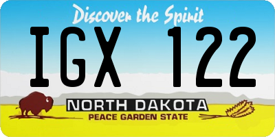 ND license plate IGX122