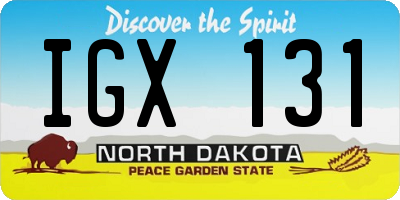 ND license plate IGX131